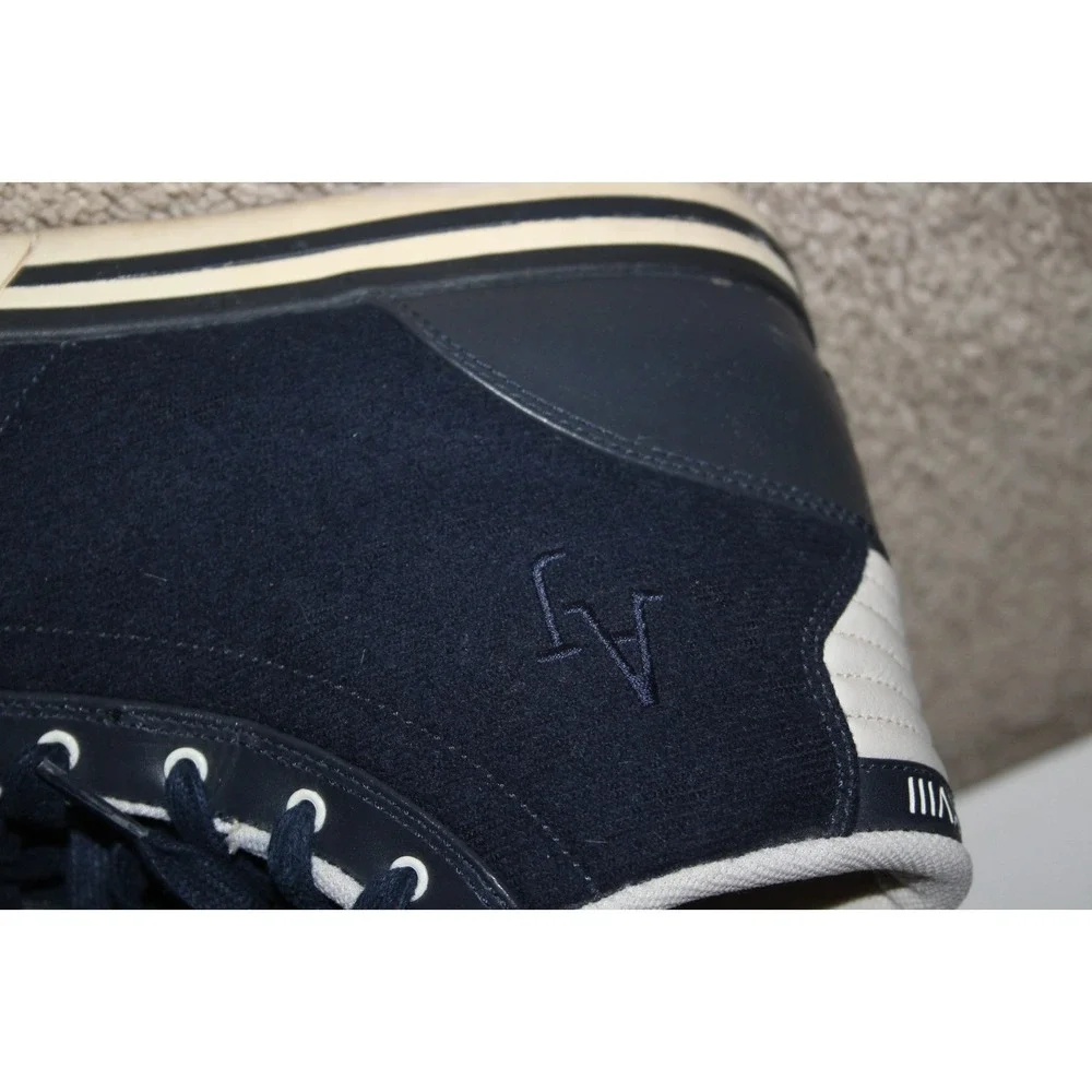JORDAN 13 Navy Suede Cream Leather High Top Basketball Sneakers Mens
